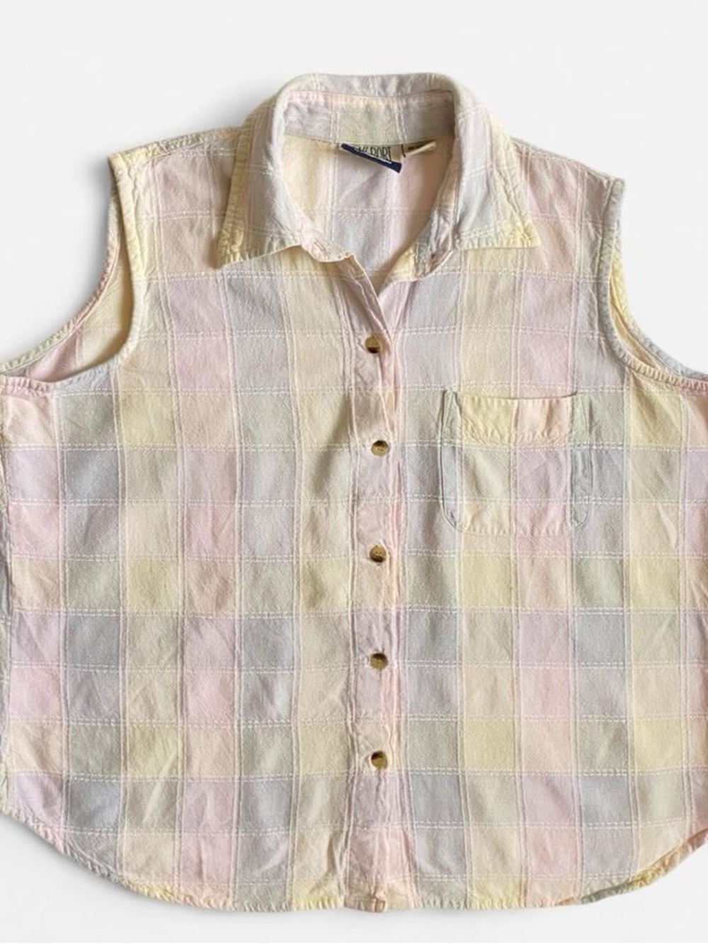 Vintage pastel plaid sleeveless top